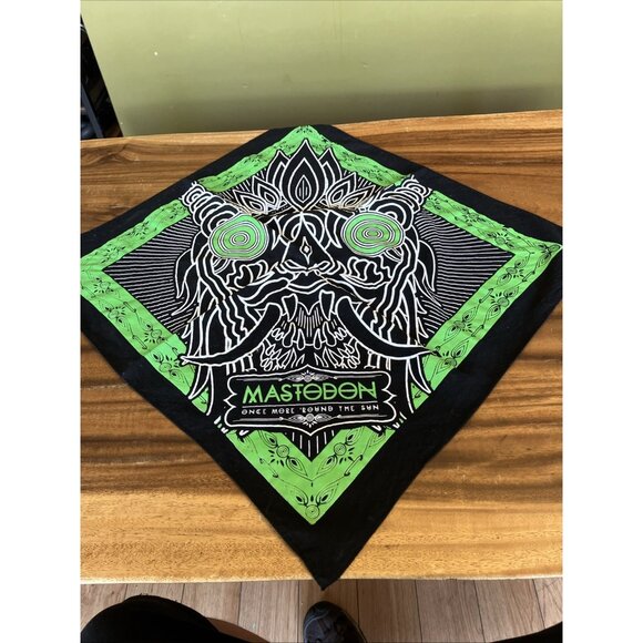 Official Mastodon ONCE MORE 'ROUND THE SUN Bandana Green/Black 19” X 20” - Picture 1 of 10